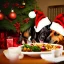 Placeholder: Dogs eating Christmas dinner