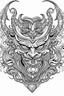 Placeholder: devil. Outline, sketch style, only use outline, mandala style, clean line art, white background, no shadows, no clear wall, coloring page.