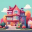 Placeholder: background with a residential house, cartoon/ minimal/ colourful