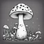 Placeholder: mushroom, black and white, cartoon, drawing, cute, outline