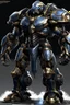 Placeholder: Ironclad stands at an imposing 8 feet tall and is heavily armored with a combination of sleek metallic plating and blue energy accents. Its body is adorned with a polished, reflective surface, giving it a distinct and imposing presence on the battlefield. His waist is snatched. His design is like Nullsector from Overwatch