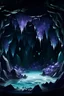 Placeholder: An under water crystal amethyst cave , with black sparkles