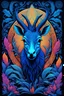 Placeholder: a blue antelope, 3D embossed textured ethereal image; midnight hues, extreme colors, a blue antelope by a river; trippin', psychedelic, groovy, art nouveau; indica, sativa, leaves, gig poster art, macabre, eldritch, bizarre, extreme neon colors, mixed media, velvet, blacklight, uv