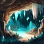 Placeholder: a hidden cave filled with sparkling crystals ; illustrations style