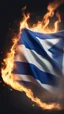 Placeholder: Hyper realistic burning israel flag at night