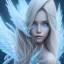 Placeholder:  beautiful, soft, big smiling face, blue and brilliant atmosphere, long straight blond hair, big fairies transparent wings in the back