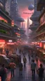 Placeholder: busy modern alien city, market, star wars, 4k photo, hyperrealistic