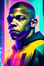 Placeholder: Portrait of mbappe in cyberpunk world