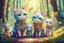 Placeholder: Cute chibi colourful Glass cat family on an excursion in the forest, may pole in style of Mariya Markina, digital painting; fantasy; very attractive; beautiful; high detail; cinematic postprocessing; acrylic art in sunshine