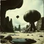 Placeholder: Photography polaroid close-up of a random landscape with massive odd Yves Tanguy incomprehensible style Surrealism, glossy, organic, creepy tumor mass growing, strong texture, fiotti di liquido nero, horror, panic, obsessive, hypnotic.