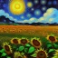 Placeholder: Dibujo al aceite de Campo de Girasoles con muchas nubes de colores estilo Vincent van Gogh