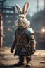 Placeholder: portrait of fast historic viking rabbit with helmet & boots in fallout 4 setting, bokeh, downlight, prize winning, depth of field, in the style of ivo caprino