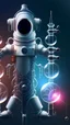 Placeholder: Tesla, detailed and intricate calligraphy ink painting of a "cyborg Mad Scientist" holding beakers, outer space Background cosmic fractals, dystopian, concept art, unreal engine 5, god rays, ray tracing, RTX, lumen lighting, ultra detail, volumetric lighting, 3d, finely drawn, high definition, high resolution. award-winning: professional portrait: atmospheric: commanding: fantastical: clarity: 16k: ultra quality: striking: brilliance: stunning colors: amazing depth: masterfully crafted