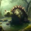 Placeholder: swamp green slime Axe Beak giant Ankylosaurus marshy marshland
