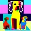 Placeholder: Cubist painting of humans and dogs standing next to each other in different colors and sizes, Cubist painting by Kees Maks, featured on dribble, informal art, cubism, picasso, art on instagram