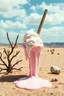 Placeholder: Time melting like bubble gum ice cream, a doll dripping, surreal desert landscape