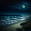Placeholder: A tranquil beach at night, illuminated by a full moon and stars, with gentle waves lapping at the shore.