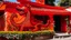 Placeholder: An orangish red pepper palace with a fiery dragon painted by Keith Haring