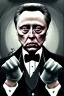 Placeholder: christopher walken as the mafia godfather wearing gloves, balcony on casino top floor, 4k, trending art, weird perspective, realism, spray paint, detailed