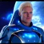 Placeholder: Homme galactique beau fin, grand front cosmique, yeux bleus réels, cheveux blonds, costume galactique, paysage cosmique, 8k, unreal engine