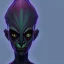 Placeholder: Scary alien with dark rough skin with scales