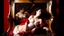 Placeholder: Reclining Venus on crimson silk fabric, pearly and luminous skin, reflected in a mirror held by Cupid, dark hair gathered with silk ribbons, soft and elegant curves in the style of Velázquez, dramatic side lighting, intimate atmosphere of the Spanish Golden Age, classical Baroque painting style