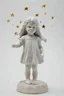 Placeholder: Sculpture en étoiles, petite fille aux cheveux longs, fond blanc