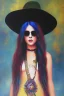 Placeholder: Full body portrait, painting, medium shot lady HippieGoth