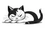 Placeholder: lazy cat cartoon simple black and white