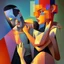 Placeholder: a painting of a man and a woman, a cubist painting by Keith Mallett, cg society, figurative art, cubism, fauvism, art