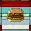 Placeholder: a hamburger rendered in stained glass