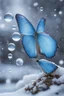 Placeholder: Blue butterflies and bubbles in the snow