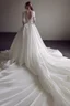 Placeholder: White silk and long lace wedding dress Photorealistic