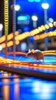 Placeholder: racing mouse crossing tiny bridge on glowing neon racing track for rc scooter, shot on Hasselblad h6d-400c, zeiss prime lens, bokeh like f/0.8, tilt-shift lens 8k, high detail, smooth render, down-light, unreal engine, prize winning