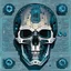 Placeholder: FLAT VECTOR LAYERED IMAGE OF CYBERNETIC SKULL PARTS IN A SCHEMATIC