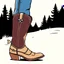 Placeholder: cowboy boots with spurs, side view simplified, graphic element clip art vector