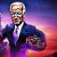 Placeholder: CRAZY Joe Biden caricature, PUTIN, cyberpunk, landscape, transformers, hi-tech robots, GUITARS, cinematic, highly detailed, close up, 4k, deep colors, gold, fire, red, purple, dark, ethereal, utopia, apocalypse, flying Cadillac, from outer space
