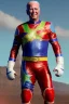 Placeholder: realistic image of joe biden as a mexican wrestling fighter, red and blue breeches, retro style, 80s, vibrant color, highly detailed, sky background, concept art, unreal engine 5, god rays, ray tracing, RTX, lumen lighting, ultra detail, volumetric lighting, 3d, finely drawn, high definition, high resolution.