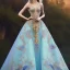 Placeholder: stunning couture gown designed by Marchesa inspired by fairytales, realistic epic fantasy colors, detailed, high quality, intricate, fantasyland background,