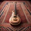 Placeholder: Hyper Realistic Sitar instrument on a traditional indian carpet