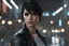 Placeholder: Carla in black short hair in 8k anime cgi artstyle, Detroit become human them, normal eyes, close picture, rain, apocalypse, intricate details, highly detailed, high details, detailed portrait, masterpiece,ultra detailed, ultra quality