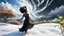 Placeholder: The camera zooms in, focusing sharply on very beautiful black godus girl with make up Lily wearing pretty dress as she dances gracefully in the same romantic environment with flowers and sky with nice clouds. Her joy and youth are presented against the backdrop of the surreal surroundings.a snow covered tree sitting on top of a snow covered slope, detailed swirling water tornado, national geographic footage, inspired by Sim Sa-jeong, by Huang Tingjian, still from a 2015 pixar movie, infrared ca