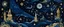 Placeholder: A dark blue outer space with diamond meteors designed in medieval tapestry painted by Edward Hicks