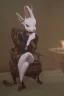 Placeholder: A rabbit shaped arm chair.