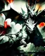 Placeholder: sketch-style painting high quality of a dragon art by Yoji Shinkawa and Valeria Burzo large bats in the background destroyed city budlings babies' in heaven