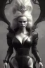 Placeholder: Pamela Anderson as evil queen in black leather, leather, busty, cleavage, angry, stern look. character design by cory loftis, fenghua zhong, ryohei hase, ismail inceoglu and ruan jia. unreal engine 5, artistic lighting, highly detailed, photorealistic, fantasy