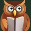 Placeholder: Cute owl reading a book