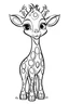 Placeholder: outline art for cute baby giraffe coloring page for kids, white background, sketch style, full body, only use outline, cartoon style, clean line art, no shadows, clear and well outlined