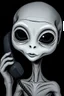Placeholder: grey alien talking on the phone