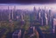 Placeholder: City near trees, sci-fi, Photography, hyperrealism, hd, retrowave 80's oil painting